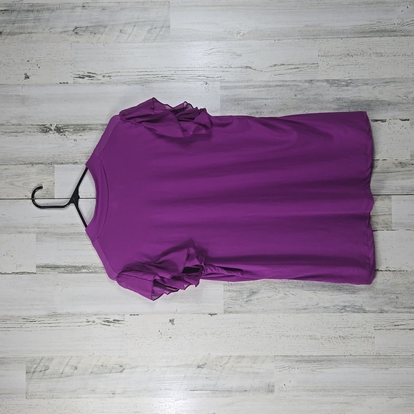 3/$15 dots purple vneck blouse with ruffled sleeves women's plus size 1X - Picture 7 of 7